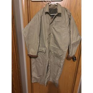 Timberland Men's Tan Trench Coat Size L Snap Button Casual Long Jacket